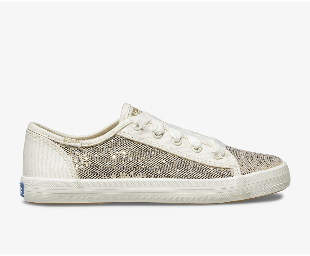 Keds Kids Sneakers White - Kickstart Metallic Sparkle - 947FBMVDO